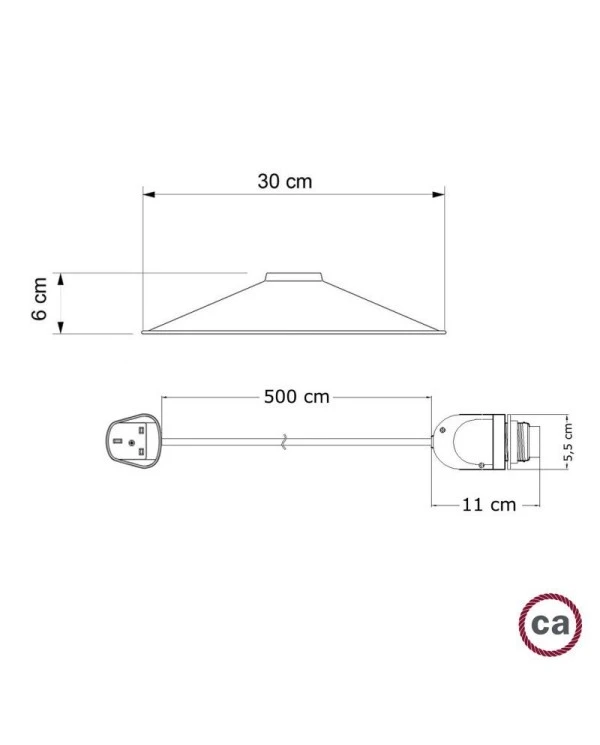 Eiva Snake with Swing shade, portable outdoor lamp, 5 m textile cable, UK plug and IP65 waterproof lamp holder