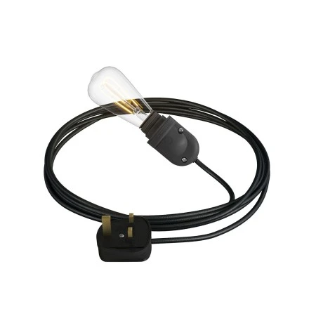 Eiva Snake, portable outdoor lamp, 5 m textile cable, UK plug and IP65 waterproof lamp holder