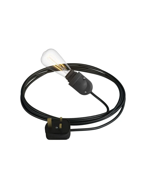 Eiva Snake, portable outdoor lamp, 5 m textile cable, UK plug and IP65 waterproof lamp holder