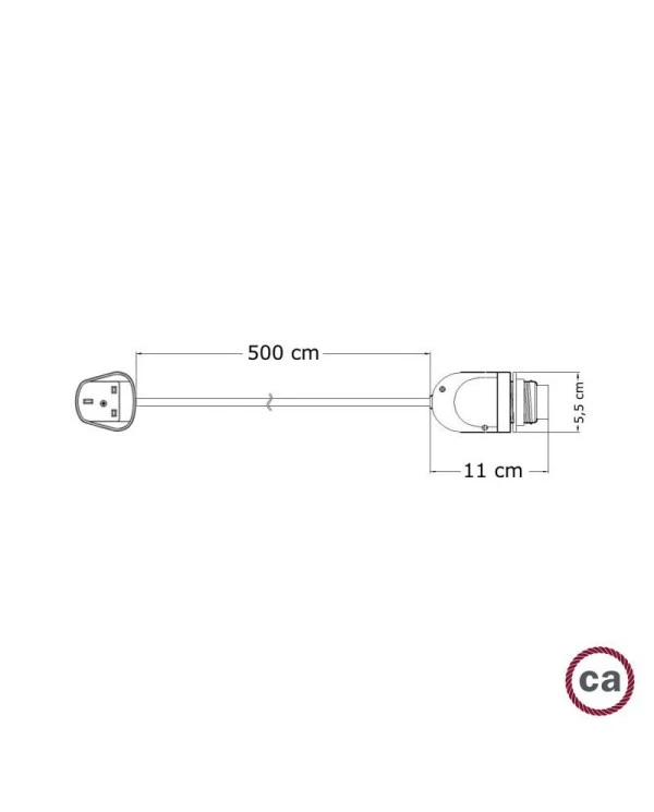 Eiva Snake, portable outdoor lamp, 5 m textile cable, UK plug and IP65 waterproof lamp holder