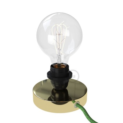 Posaluce, the brass metal table lamp for lampshade, with textile cable, in-line switch and english plug