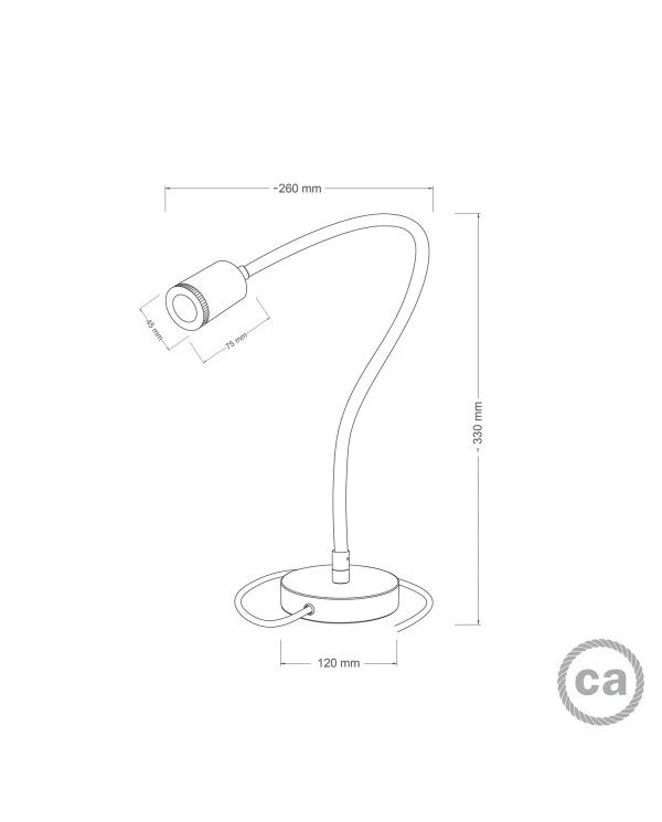 Table Flex GU1d0 flexible table lamp with mini LED spotlight