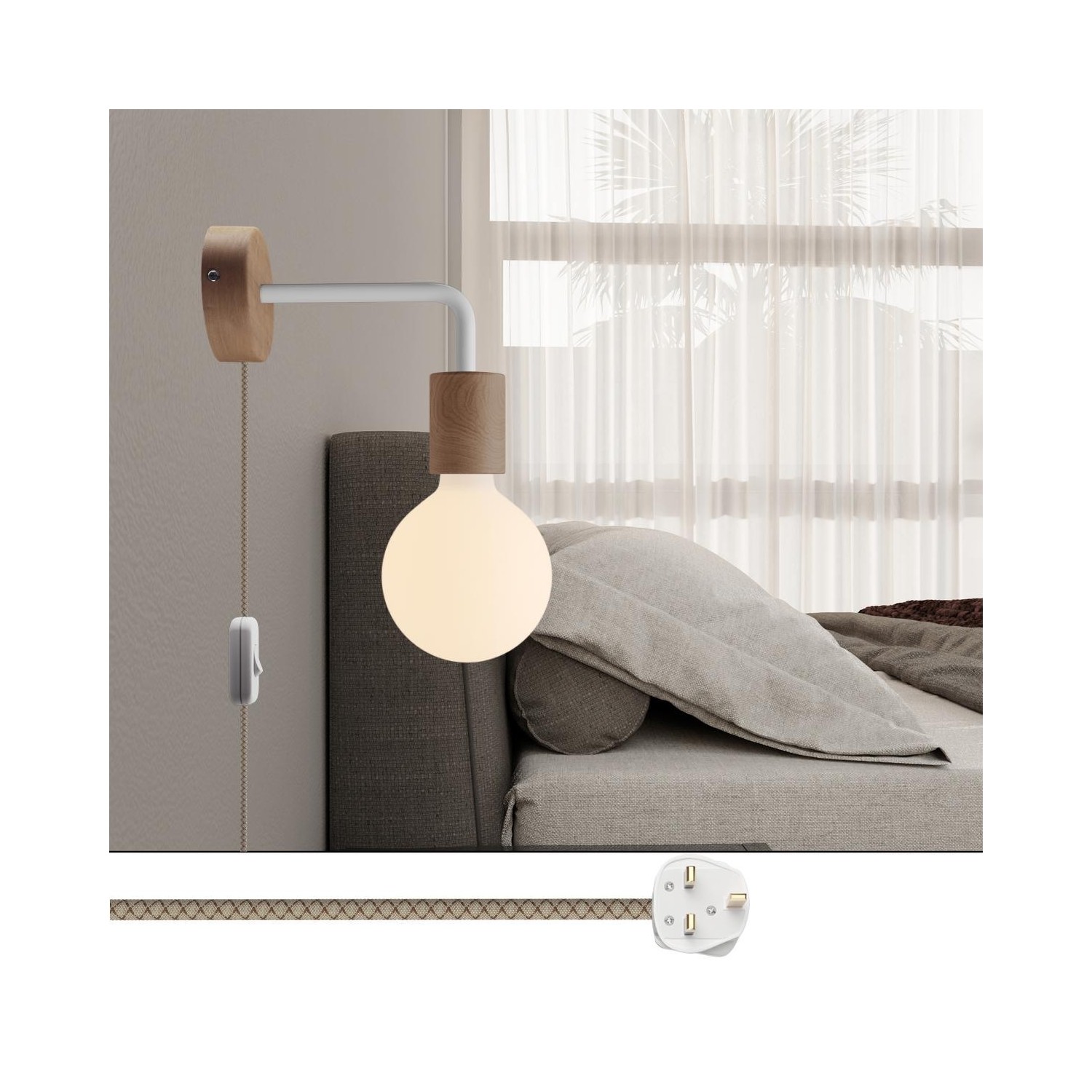 Spostaluce wooden Lamp with curved extension