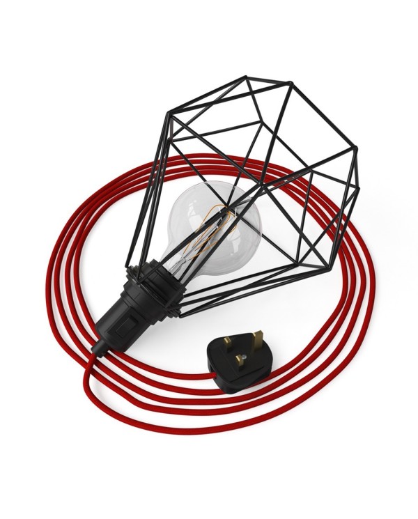 Table Snake - Plug-in lamp with cage Diamond lampshade