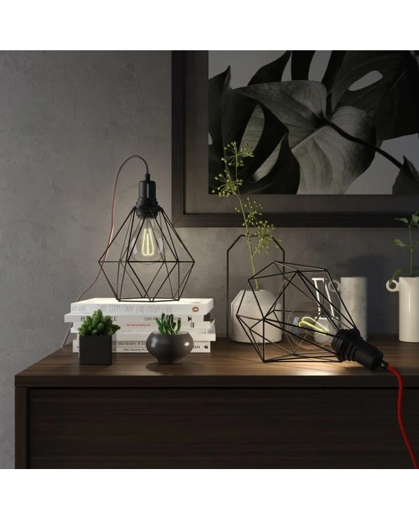 Table Snake - Plug-in lamp with cage Diamond lampshade