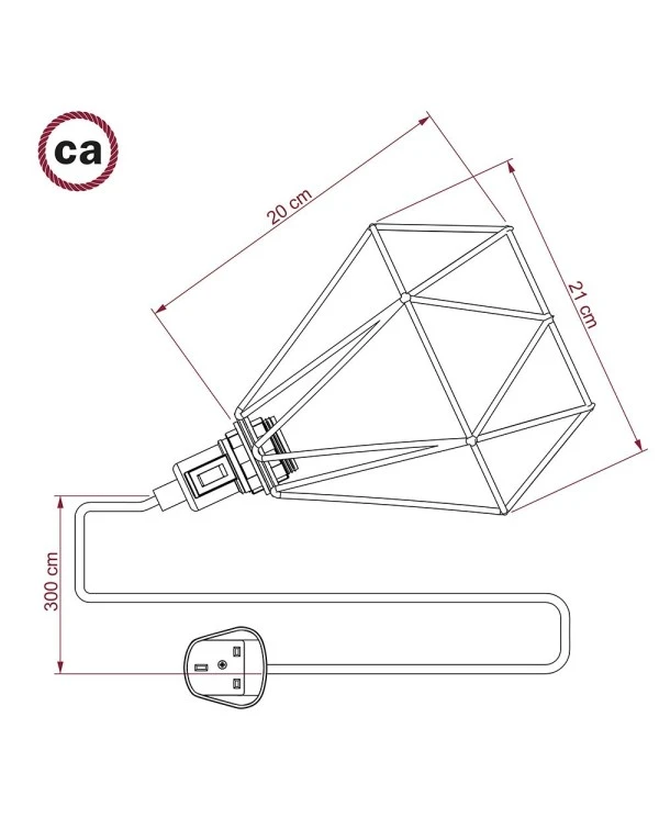 Table Snake - Plug-in lamp with cage Diamond lampshade