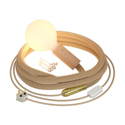 SnakeBis Chord - Plug-in lamp with jute twisted cable