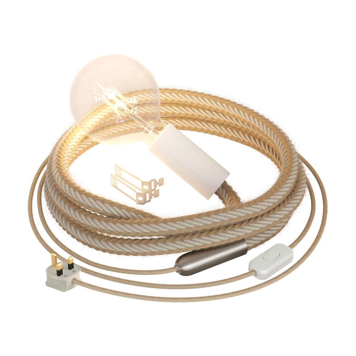 SnakeBis Chord - Plug-in lamp with jute twisted cable