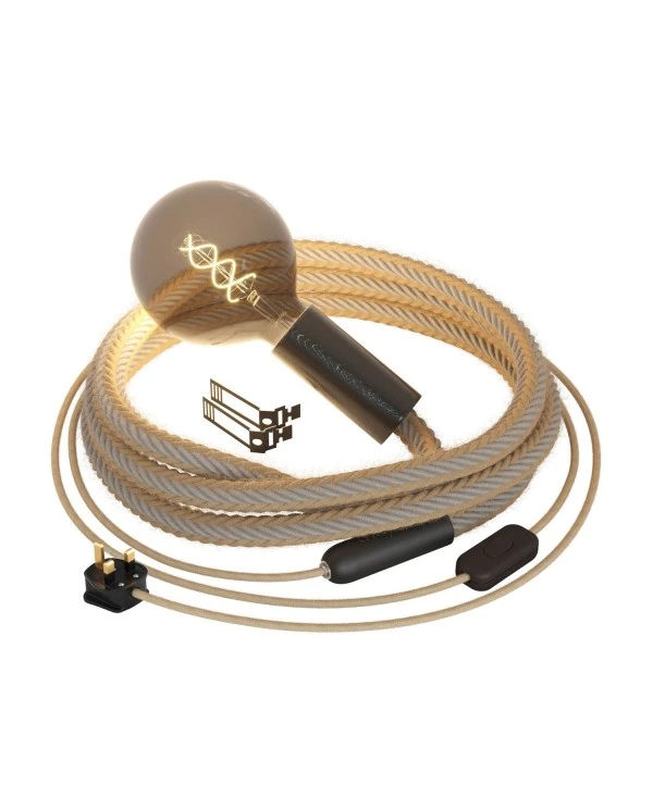 SnakeBis Chord - Plug-in lamp with jute twisted cable