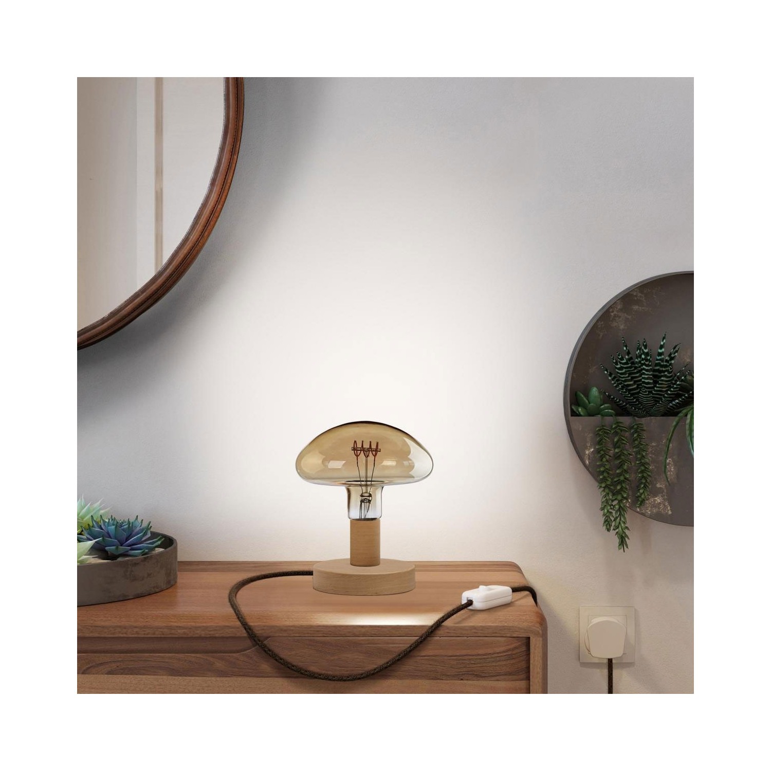 Posaluce Mushroom Wooden Table Lamp