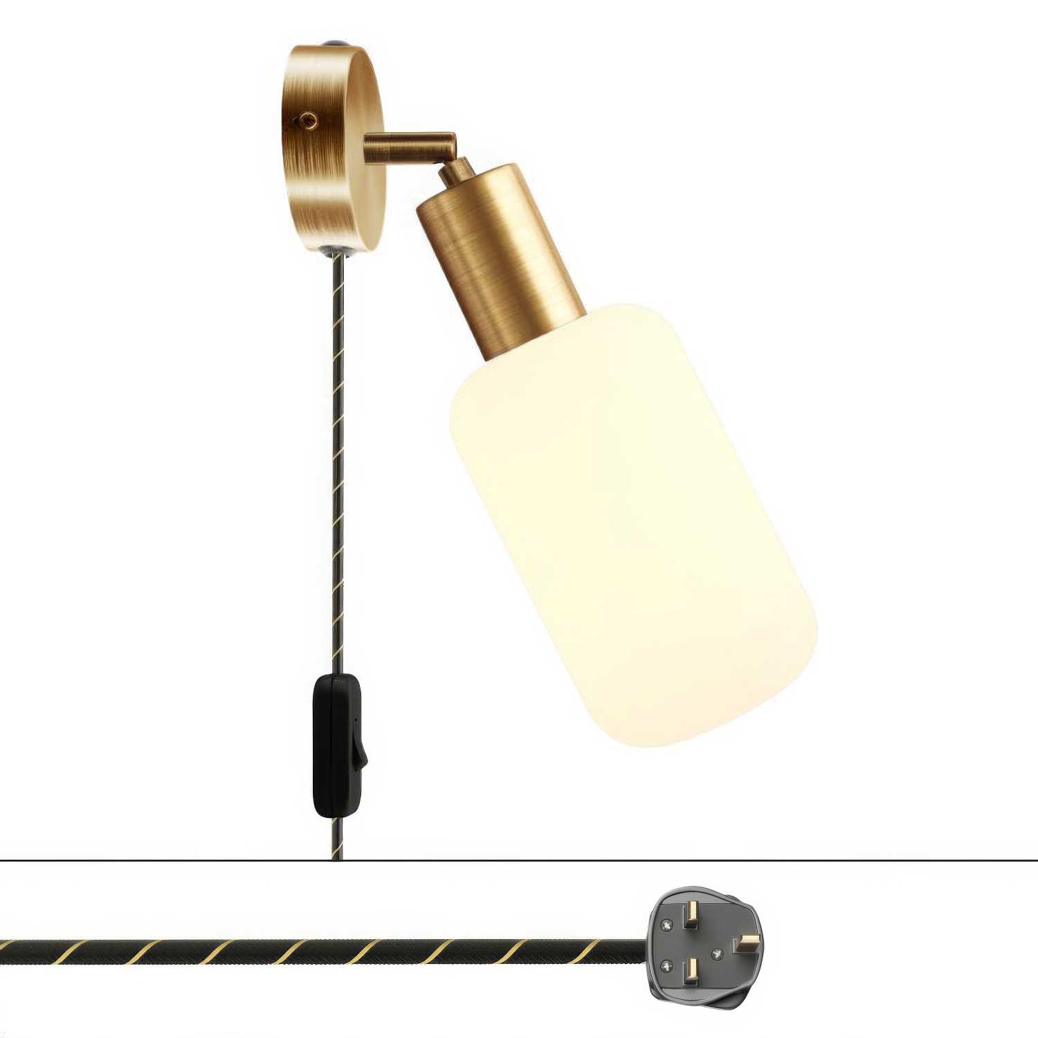 Lampada Spostaluce Snodo orientabile in metallo e spina UK - Bronzo satinato