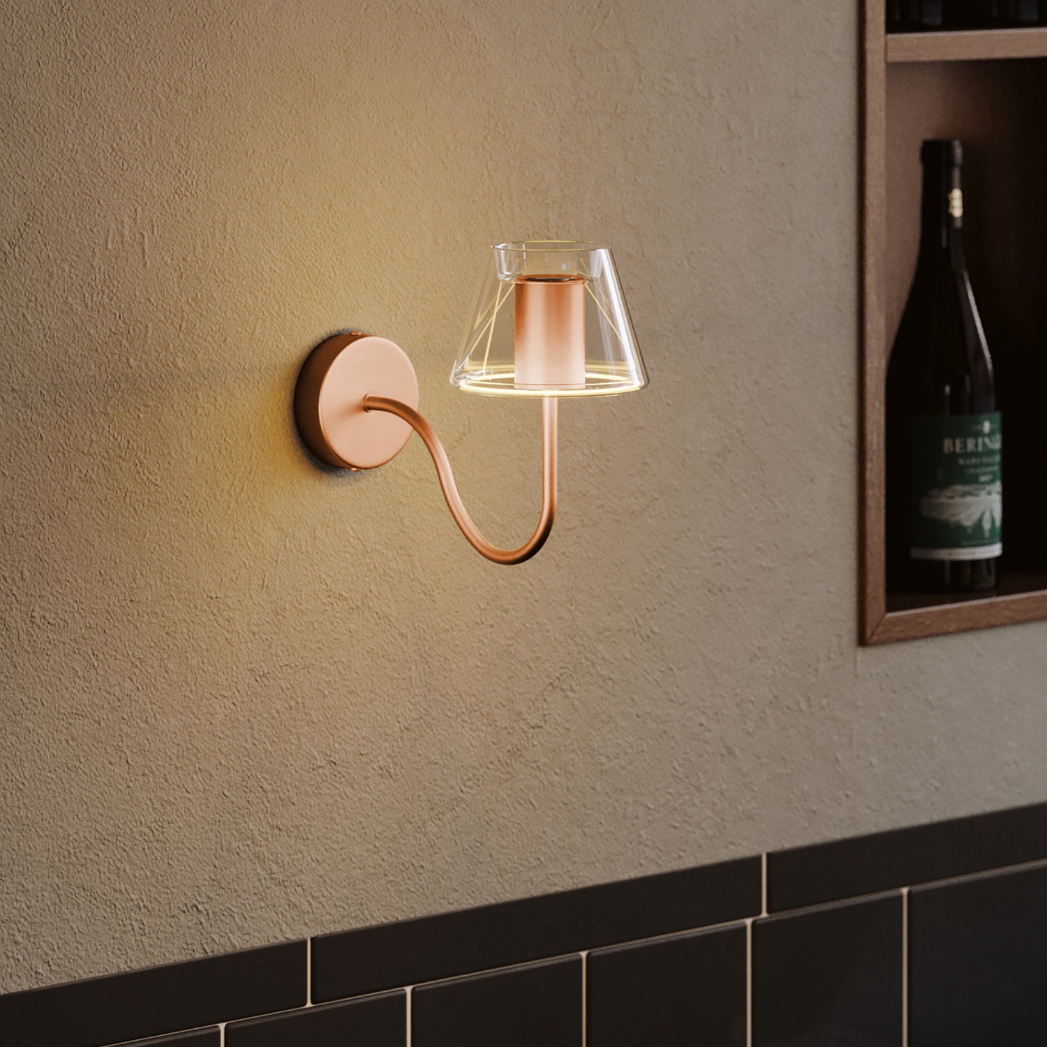 S-shaped curved extension tube for lamp, 16.5 cm metal – Satin Copper