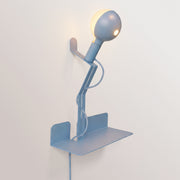 Lampada da parete con mensola, lampadina LED G125 verniciata e spina UK - Murio Talia - Blu