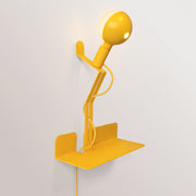 Lampada da parete con mensola, lampadina LED G125 verniciata e spina UK - Murio Talia - Giallo
