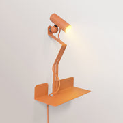 Wall lamp with shelf, adjustable magnetic Spotlight and UK Plug - Murio Tube - Orange