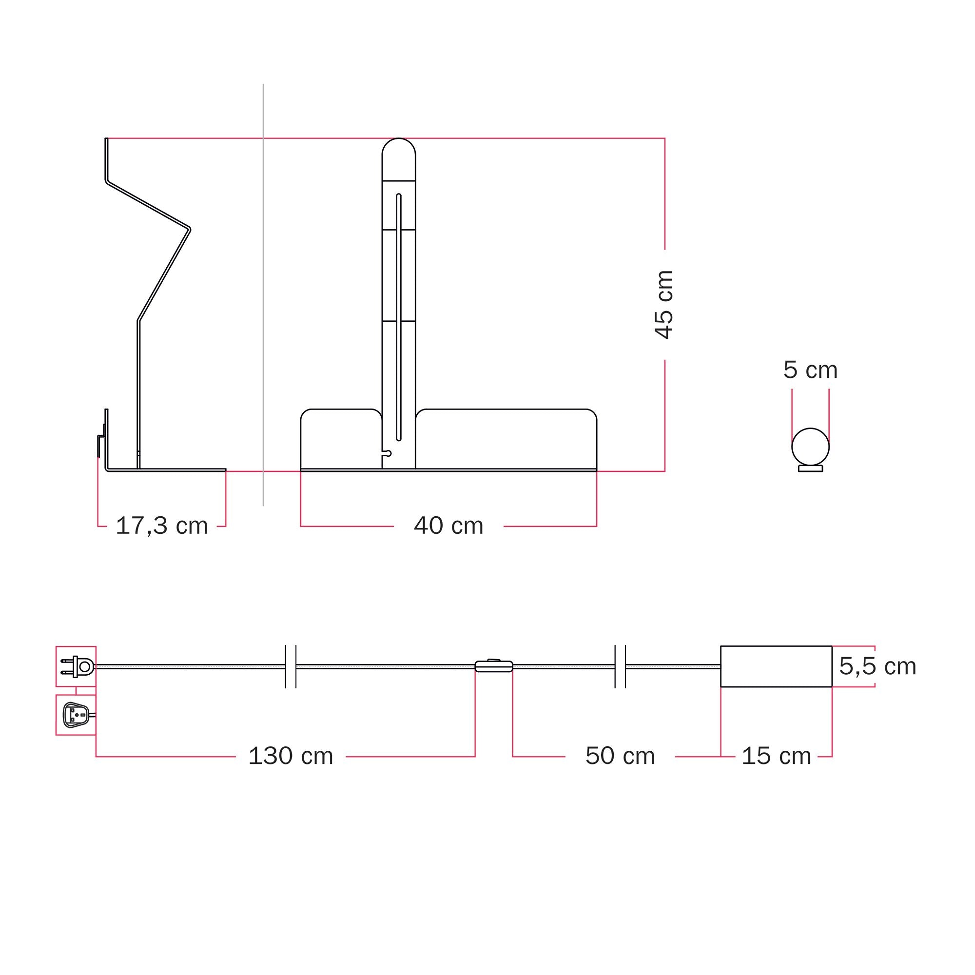 Lampada da parete con mensola, faretto magnetico orientabile e spina UK - Murio Tubo - Blu