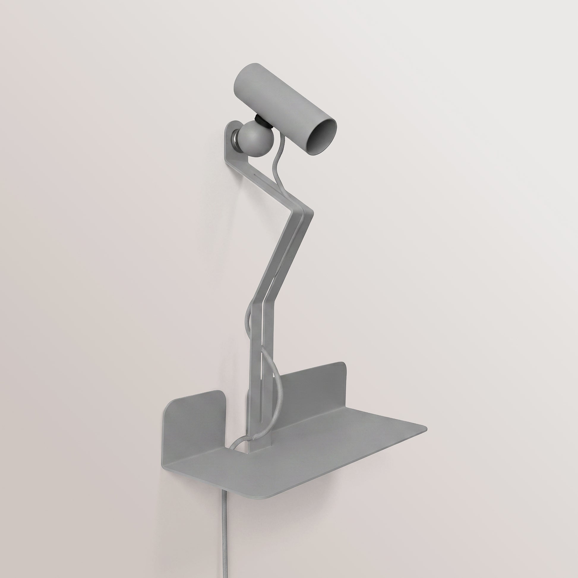 Lampada da parete con mensola, faretto magnetico orientabile e spina UK - Murio Tubo - Grigio
