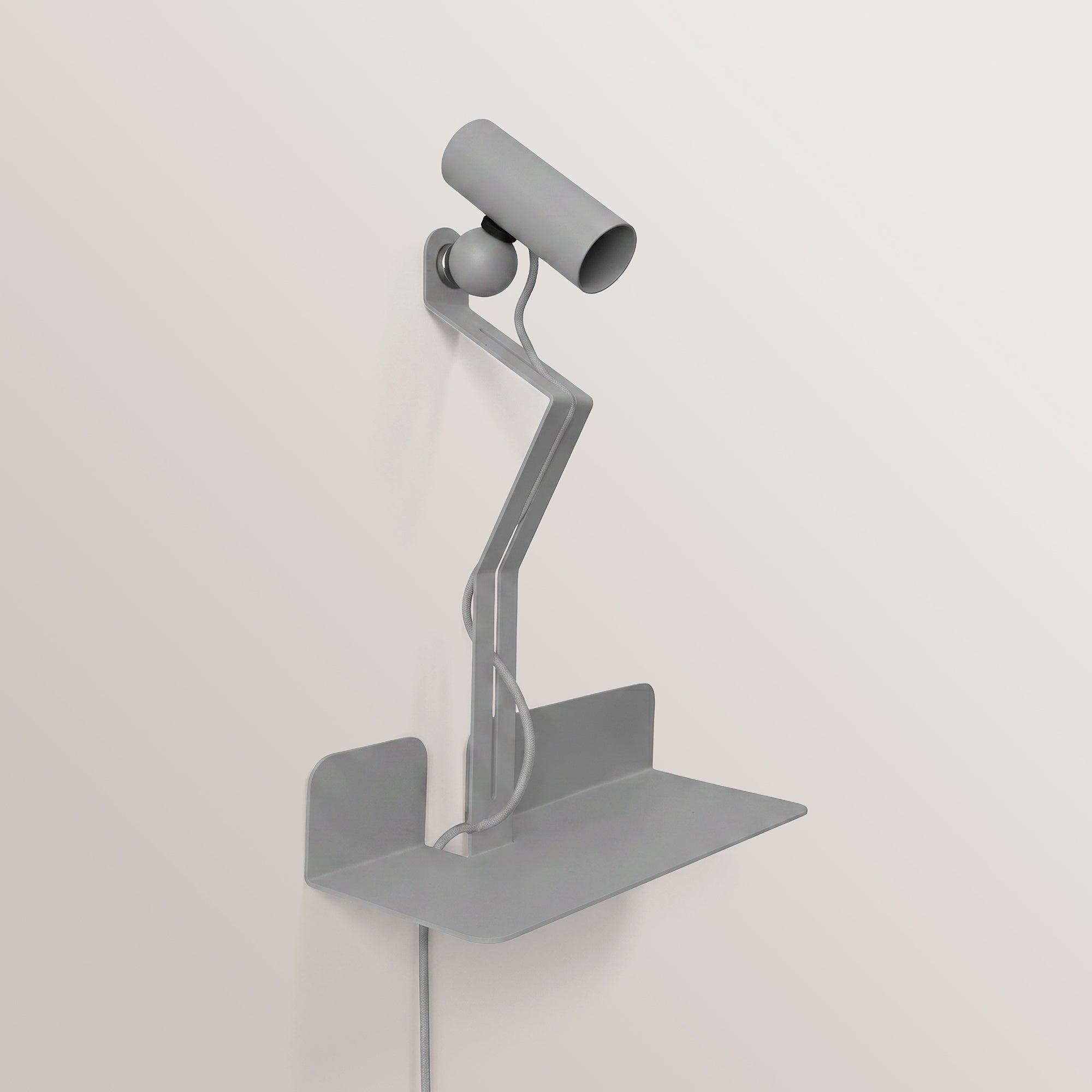 Lampada da parete con mensola, faretto magnetico orientabile e spina UK - Murio Tubo - Grigio