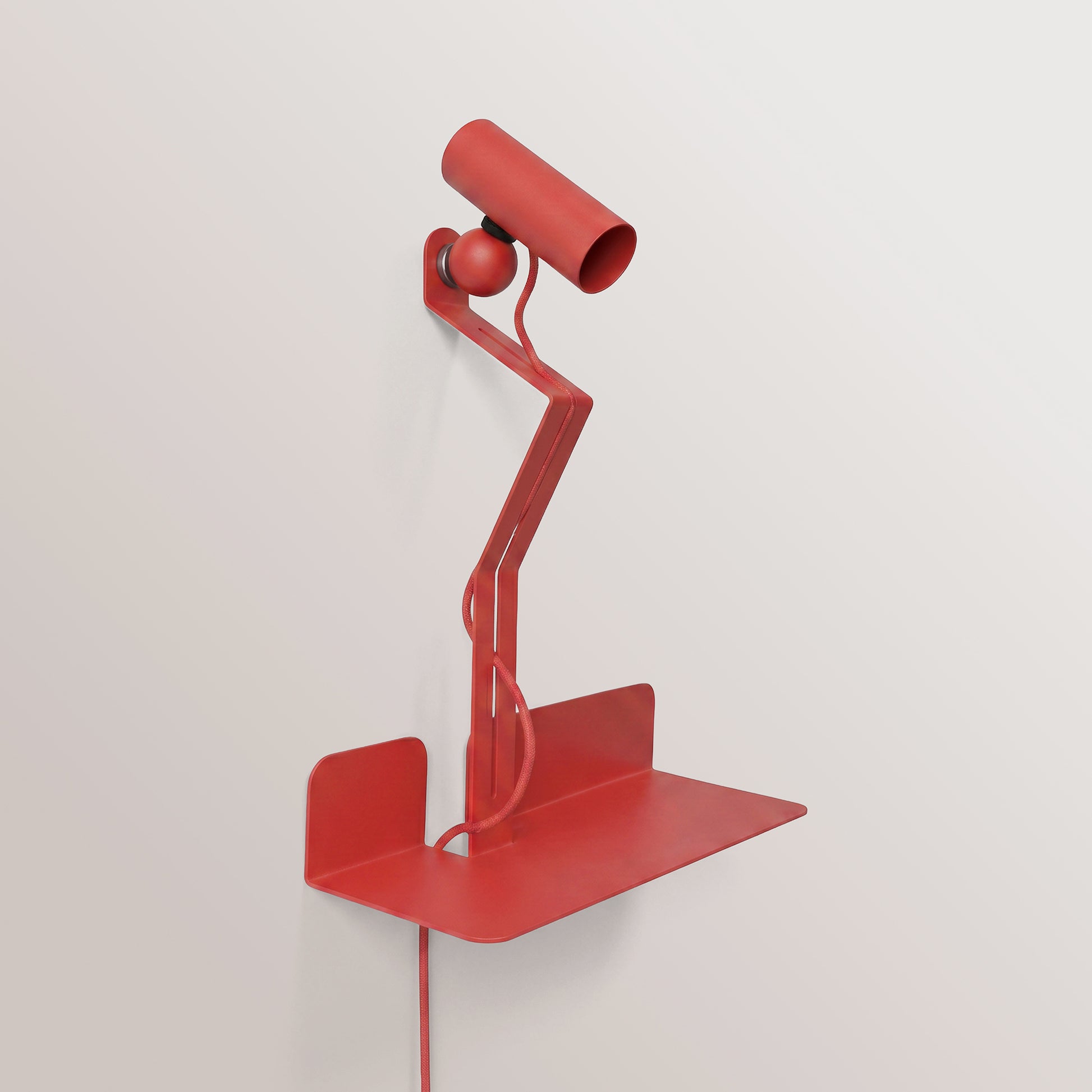 Lampada da parete con mensola, faretto magnetico orientabile e spina UK - Murio Tubo - Rosso