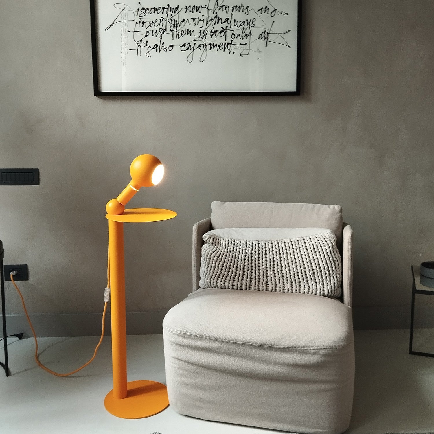 Rocco - Floor lamp with UK Plug and Camo Light bulb - Yellow