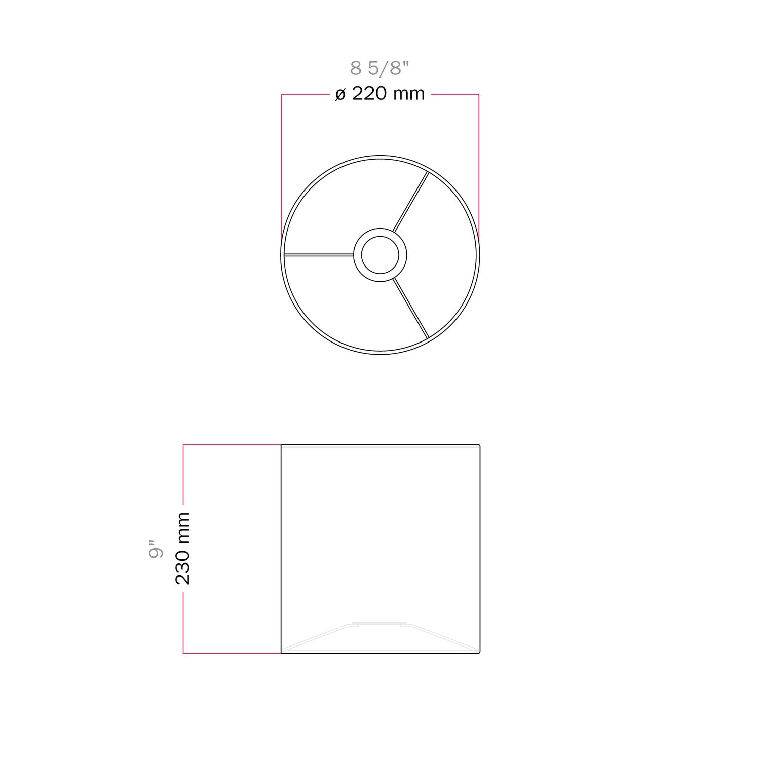 Paralume Cilindro M in tessuto con attacco E27 - Made in Italy - Teletta antracite