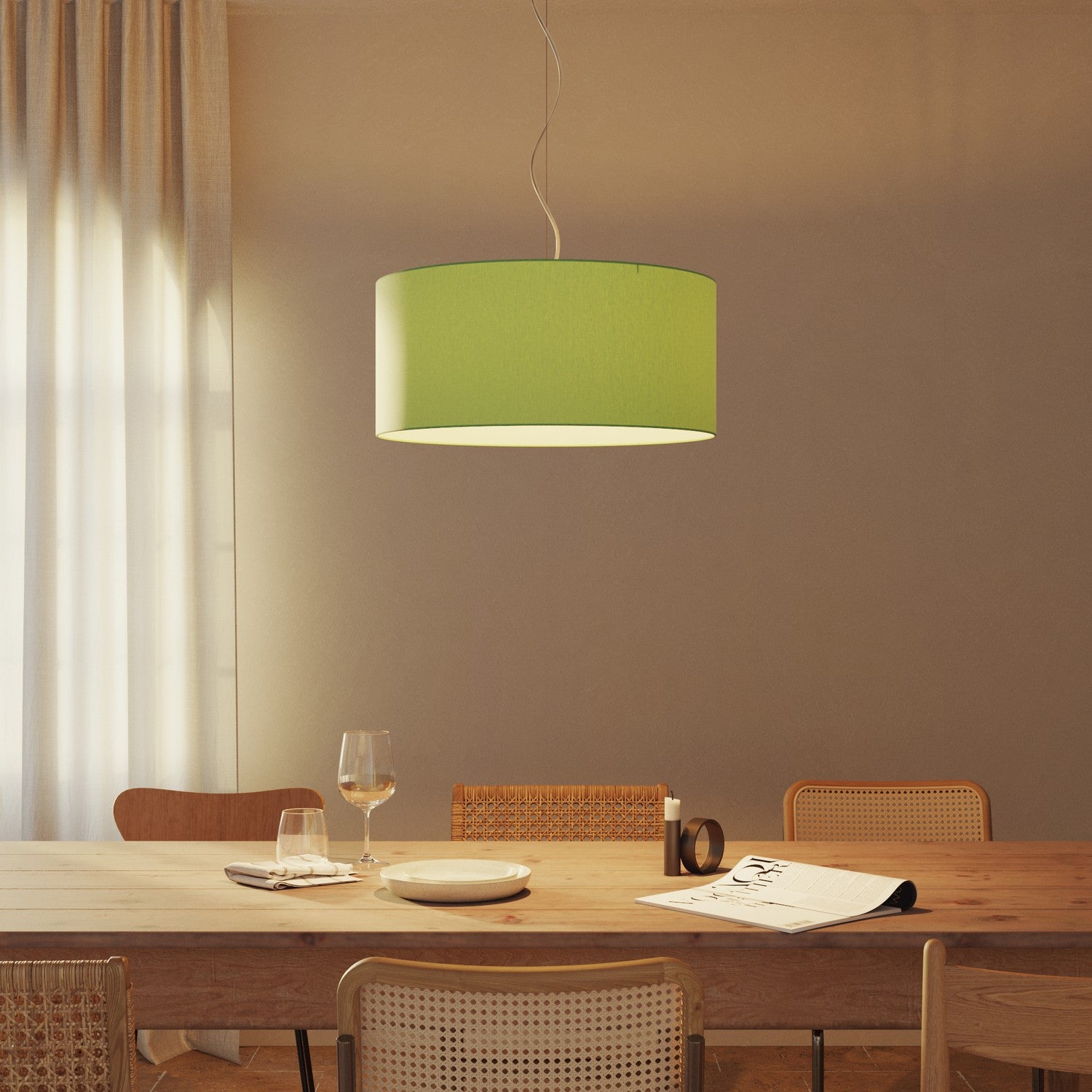 Paralume Cilindro XXL in tessuto con attacco E27 - Made in Italy - Cinette Verde Pistacchio