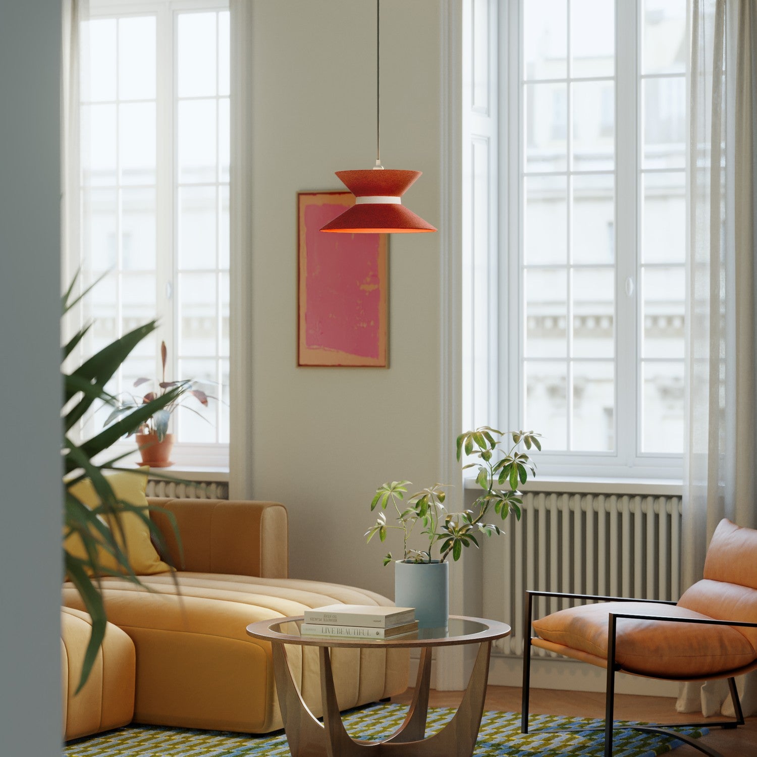 Paralume in tessuto Clessidra per lampada a sospensione - Lana Aragosta Lana sabbia