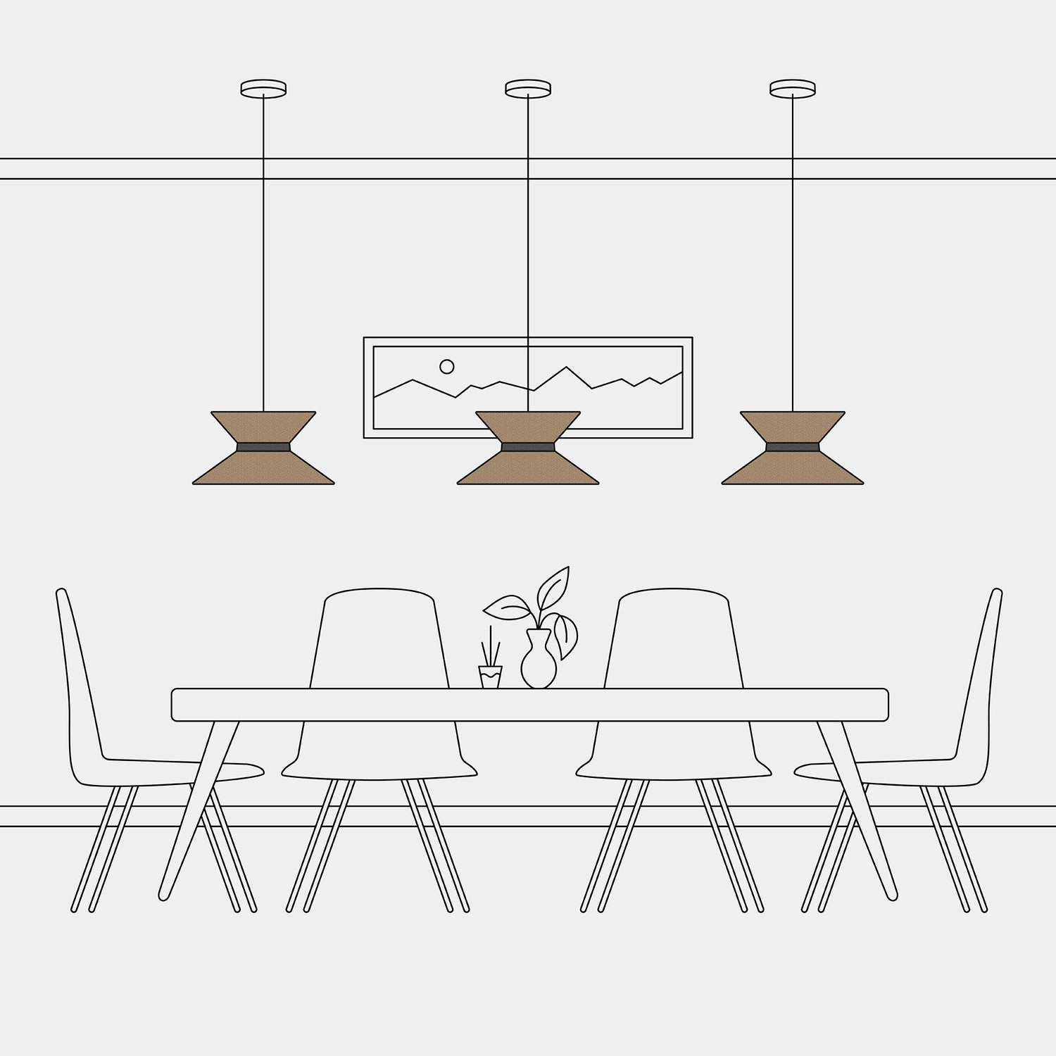 Paralume in tessuto Clessidra per lampada a sospensione - Lana Marrone Lana grigio scuro