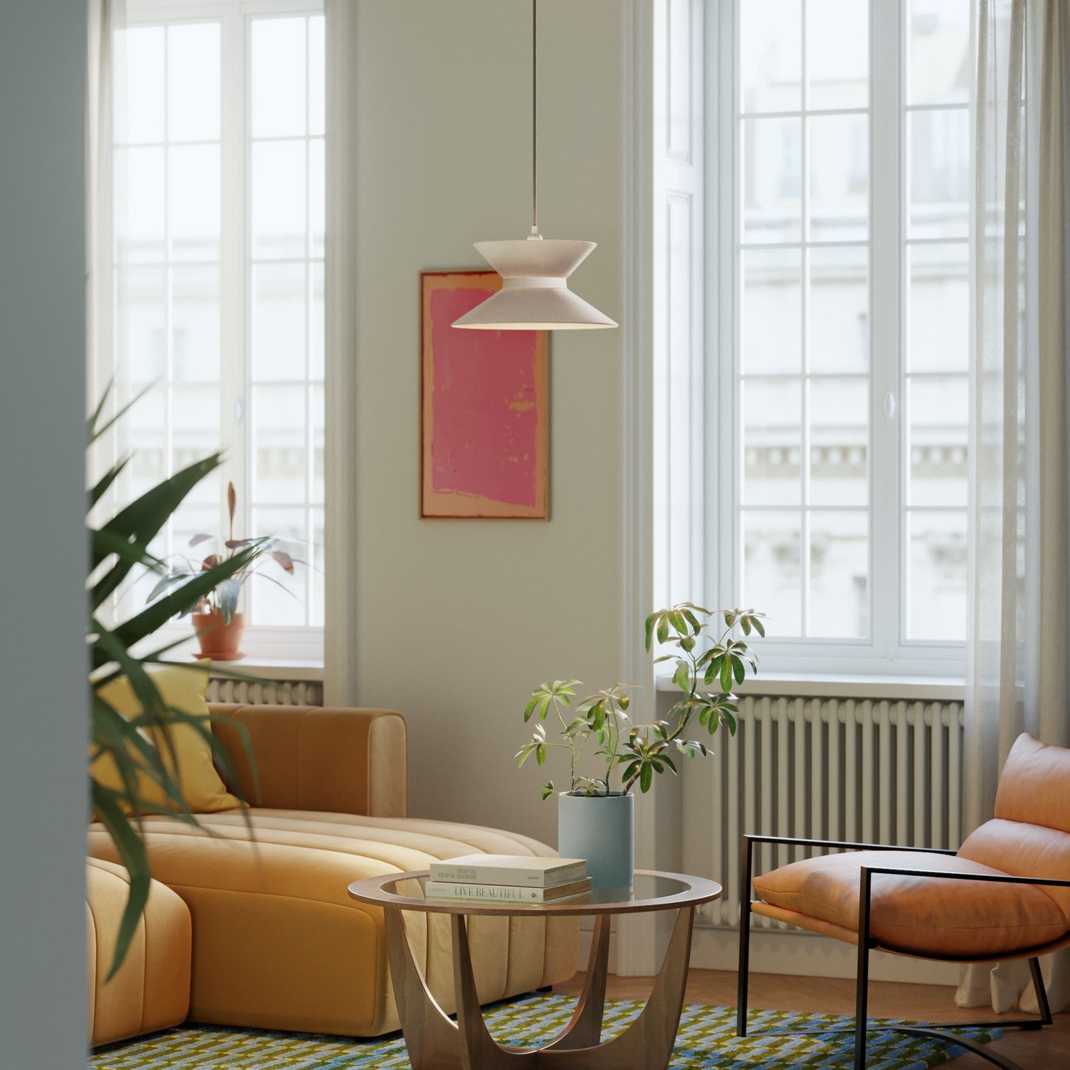 Paralume in tessuto Clessidra per lampada a sospensione - Lana Sabbia Lana sabbia