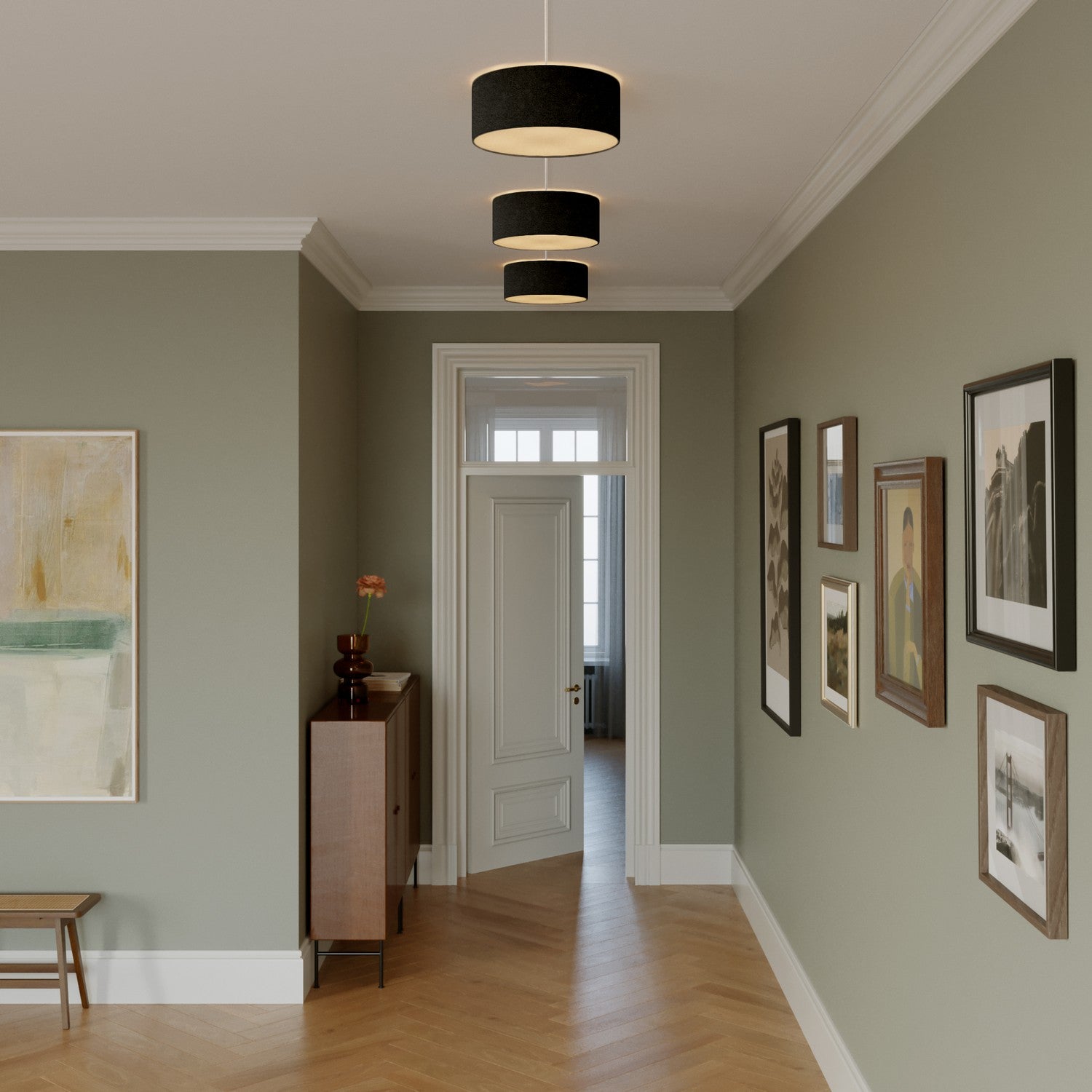 Plafoniera in tessuto Small - Made in Italy - Lana Grigio Scuro