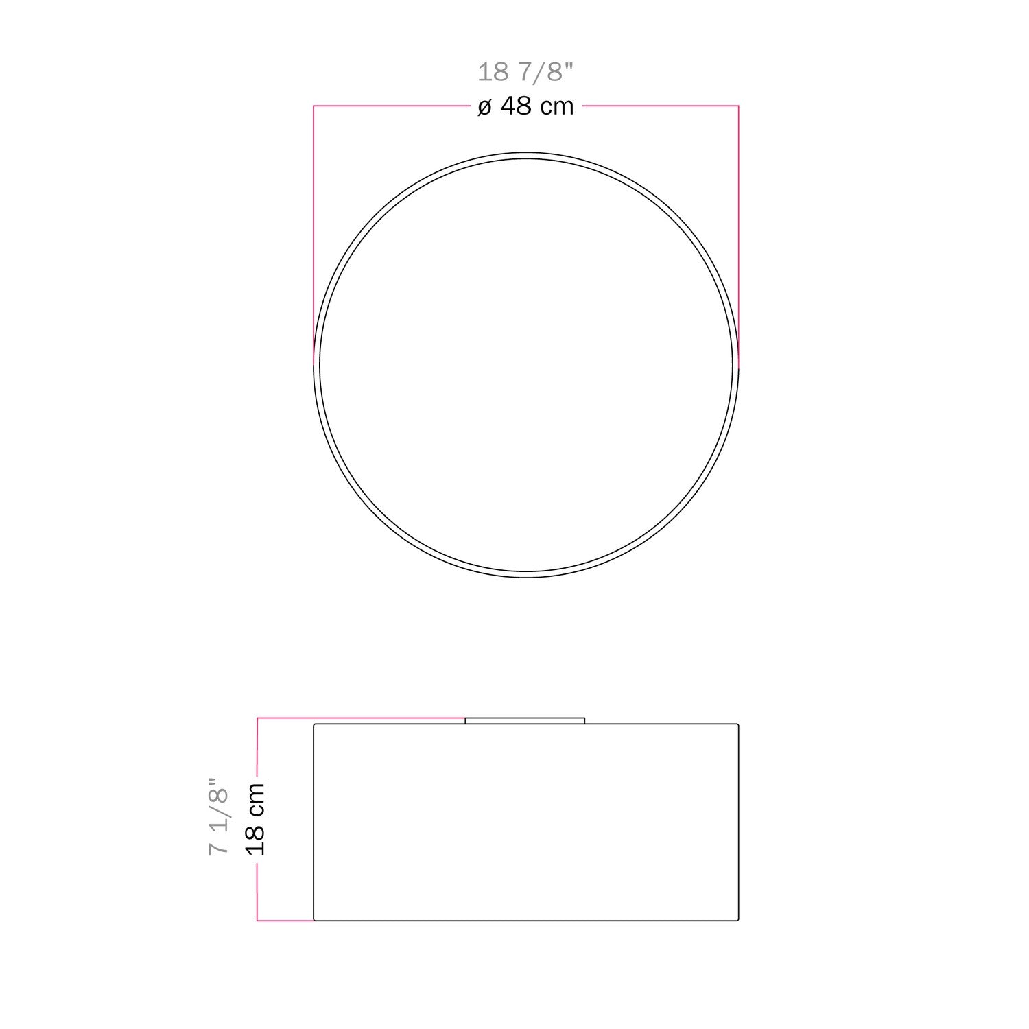 Plafoniera in tessuto Medium Slim- Made in Italy - Lana Blu