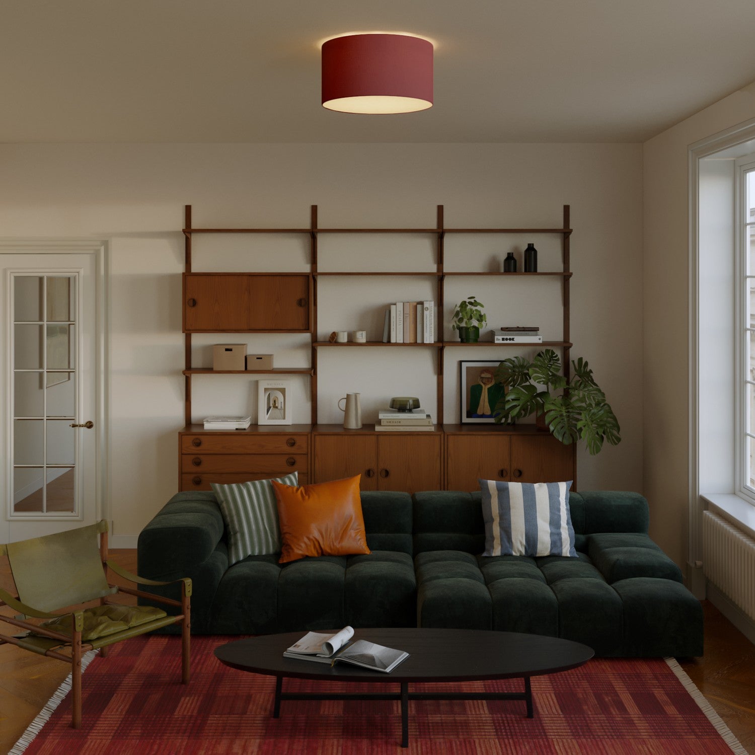 Plafoniera in tessuto Medium - Made in Italy - Arenal Bordeaux