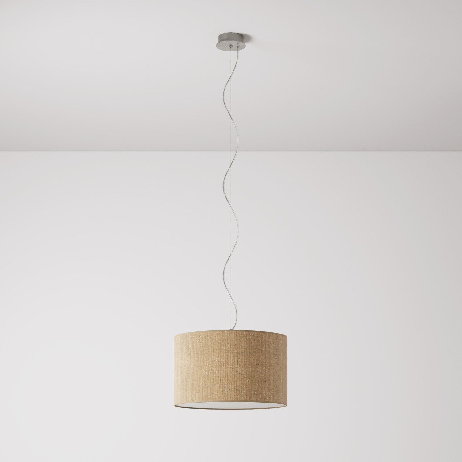 Lampada a sospensione con paralume in tessuto Cilindro Small - Made in Italy - Juta Naturale Si