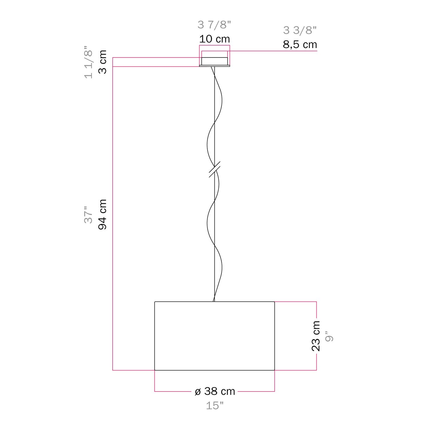 Lampada a sospensione con paralume in tessuto Cilindro Small - Made in Italy - Lana Sabbia No