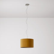 Lampada a sospensione con paralume in tessuto Cilindro Small - Made in Italy - Lana Senape No