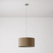 Lampada a sospensione con paralume in tessuto Cilindro Medium - Made in Italy - Lana Marrone No