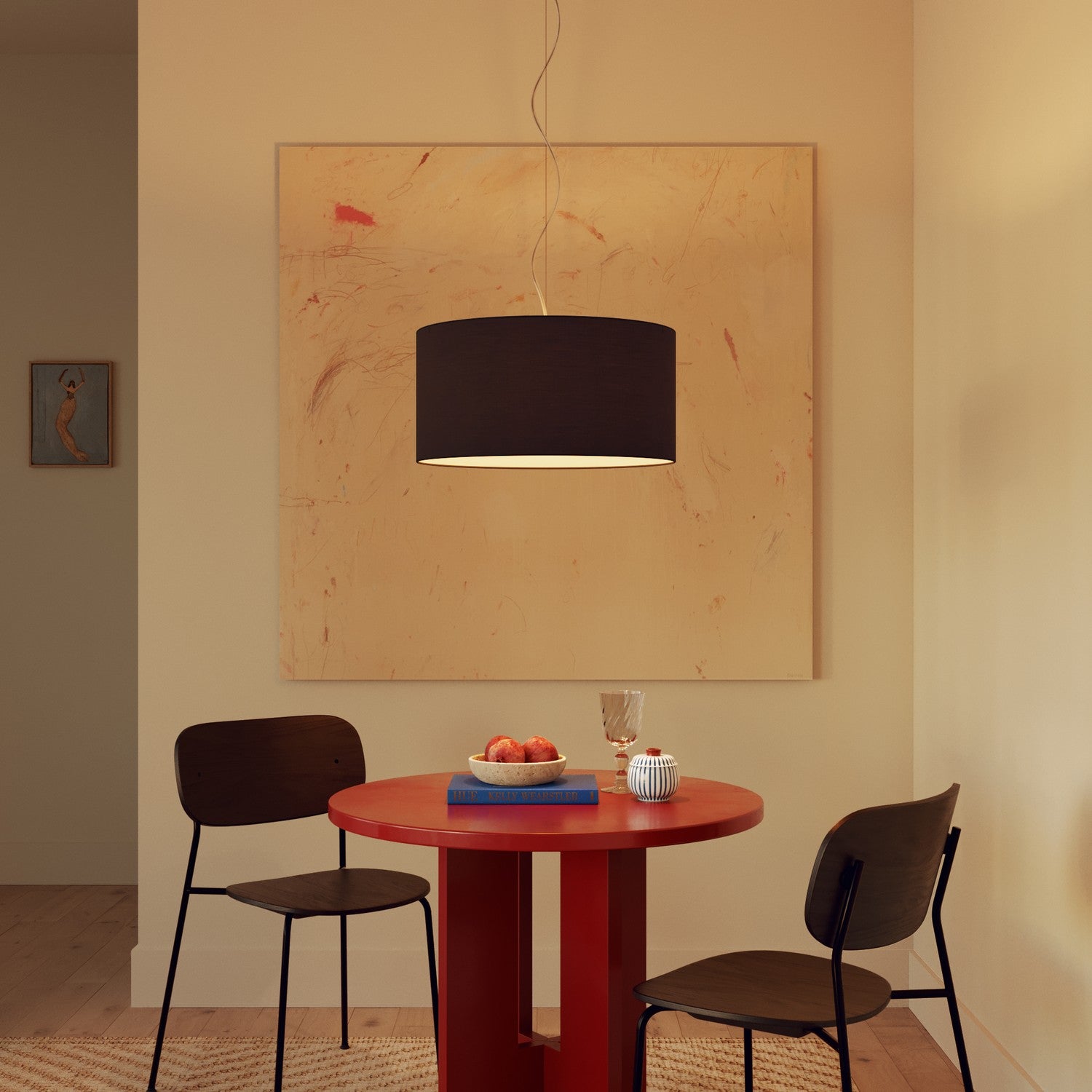 Lampada a sospensione con paralume in tessuto Cilindro Medium - Made in Italy - Teletta Antracite Si