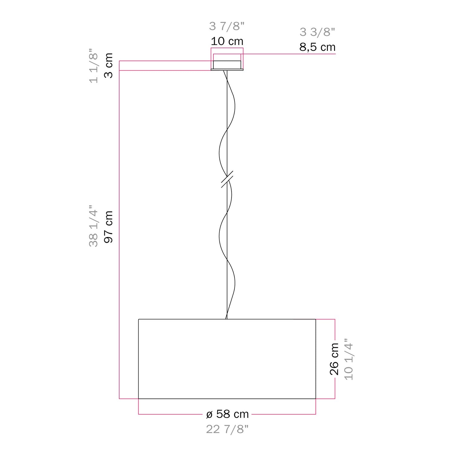 Lampada a sospensione con paralume in tessuto Cilindro Large - Made in Italy - Juta Naturale No