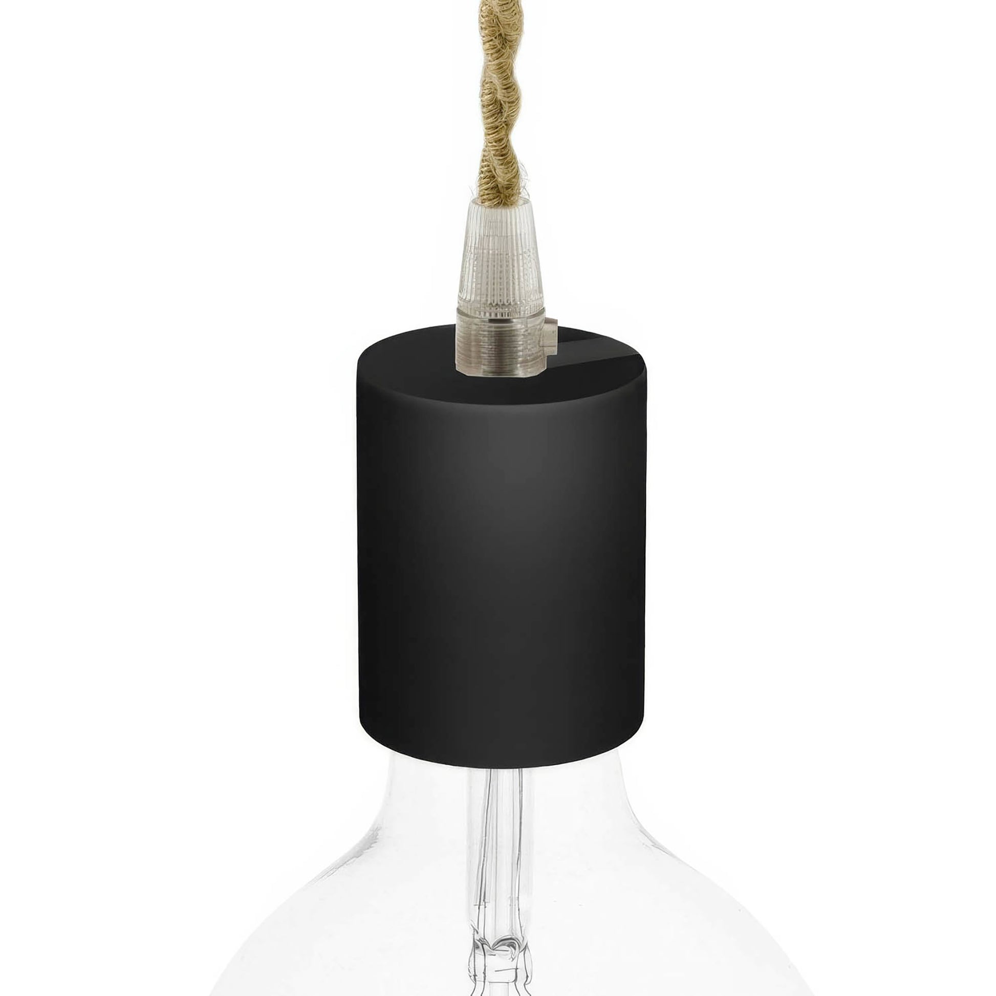 Kit portalampada E27 in legno - Nero