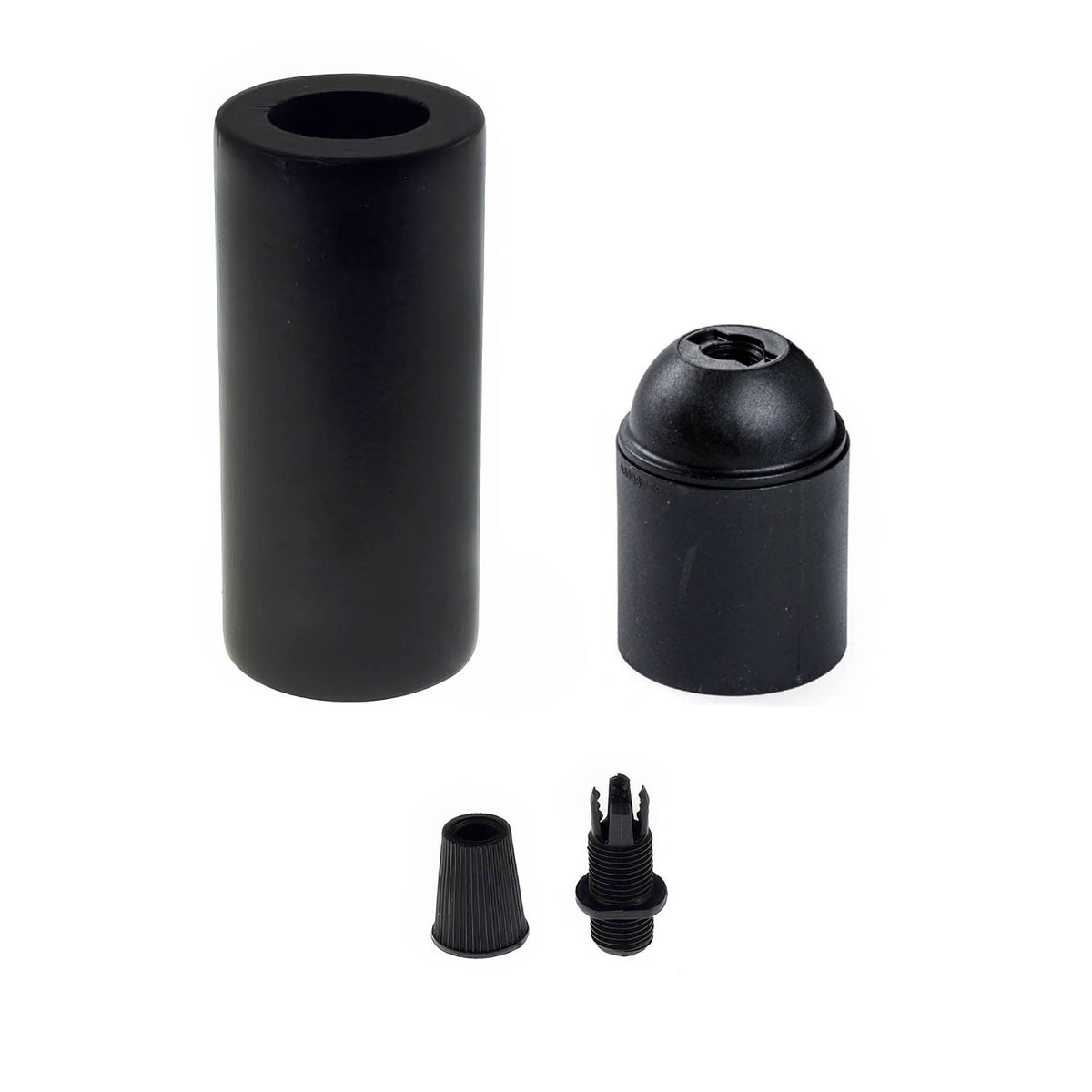 Kit portalampada E27 in legno per cordone 3XL - Nero