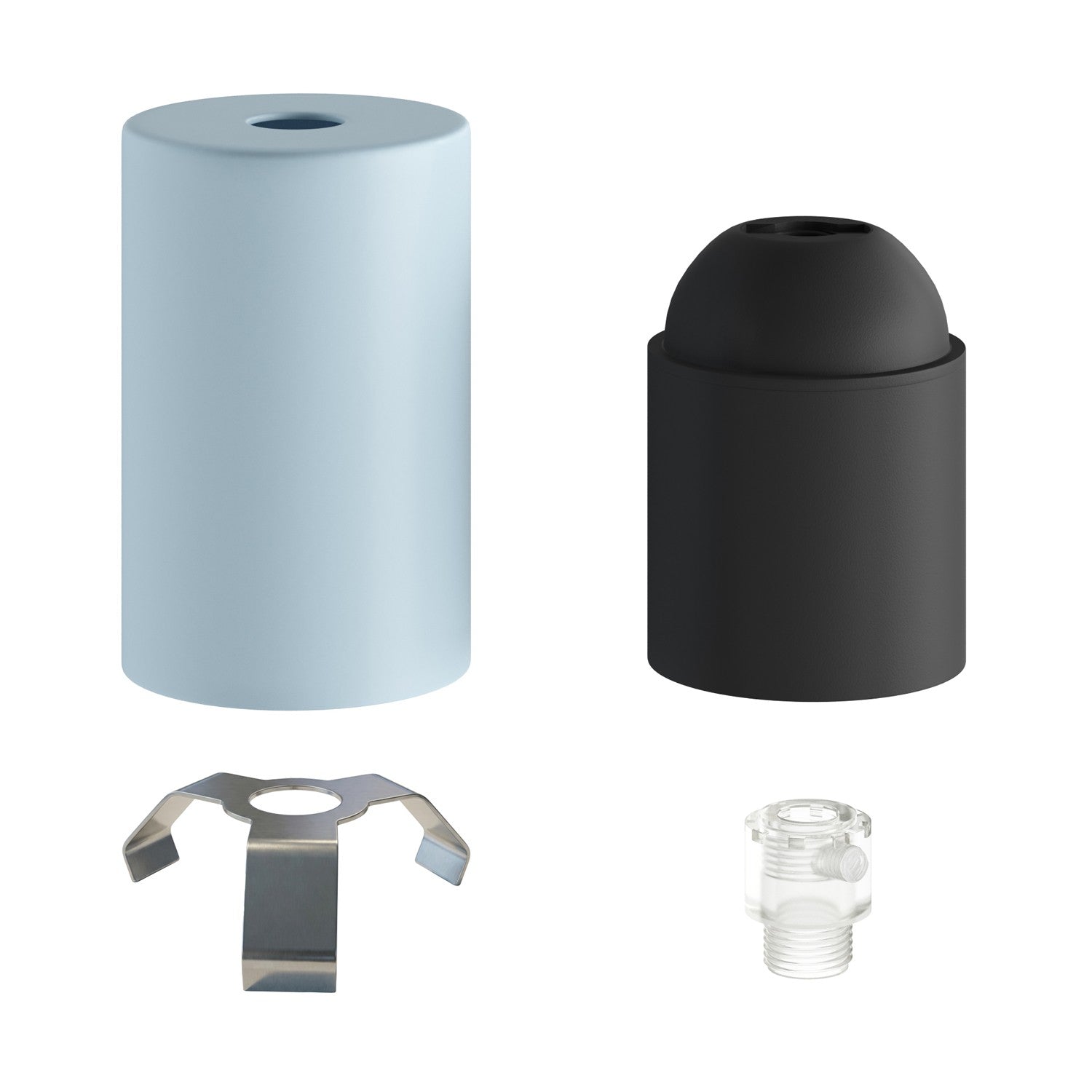 Kit portalampada E27 Pastel in metallo con serracavo nascosto - Blu carta da zucchero