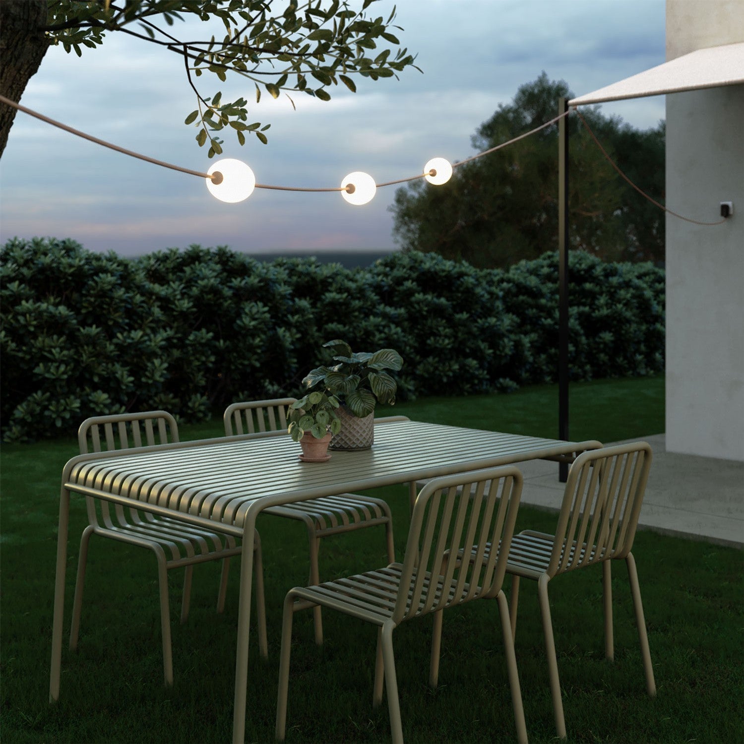 Catena luminosa 3 punti luce da esterno IP67 Desert Brown con spina UK - Marina3