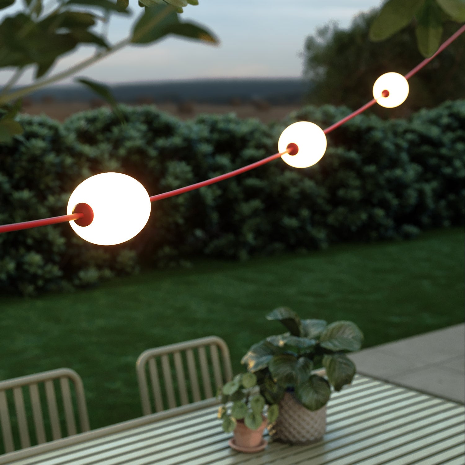 Catena luminosa 3 punti luce da esterno IP67 Rosso stella marina con spina UK - Marina3