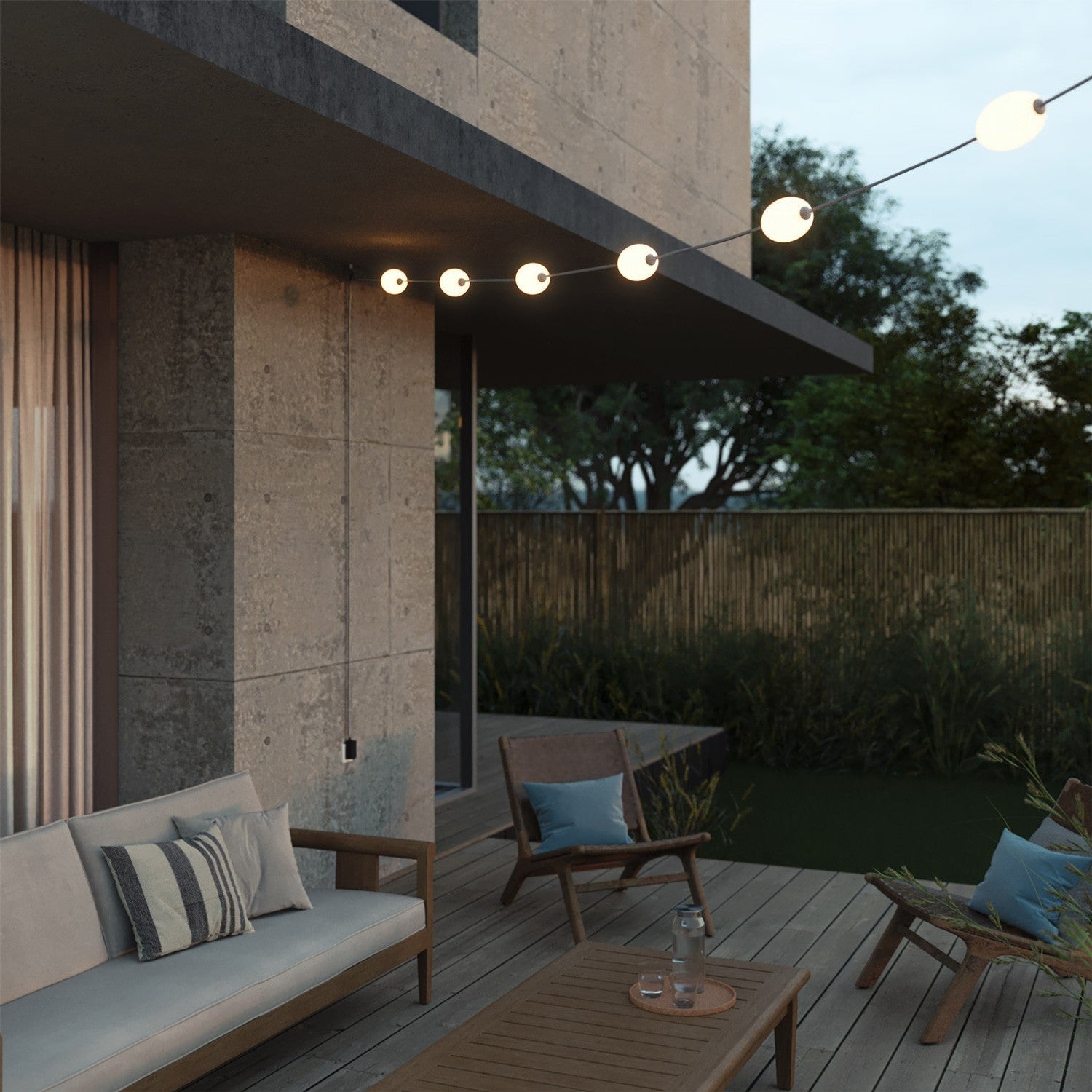 Catena luminosa 6 punti luce da esterno IP67 Grigio con spina UK - Marina6