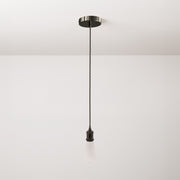 Lampada a sospensione completa di cavo tessile trecciato e portalampada in alluminio - Nero perla