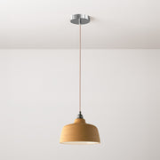 Lampada a sospensione completa di cavo tessile, paralume Coppa in ceramica e finiture in metallo - Terracotta striato