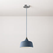 Lampada a sospensione completa di cavo tessile, paralume Coppa in ceramica e finiture in metallo - Avion striato