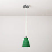 Lampada a sospensione completa di cavo tessile, paralume Vaso in ceramica e finiture in metallo - Evergreen striato