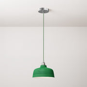 Lampada a sospensione completa di cavo tessile, paralume Coppa in ceramica e finiture in metallo - Evergreen striato