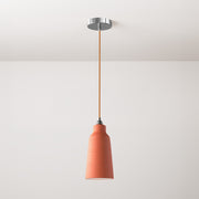 Lampada a sospensione completa di cavo tessile, paralume Bottiglia in ceramica e finiture in metallo - Corallo striato